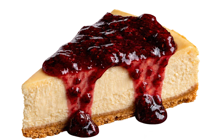 Fatia de cheesecake de frutas vermelhas recortada, sem fundo