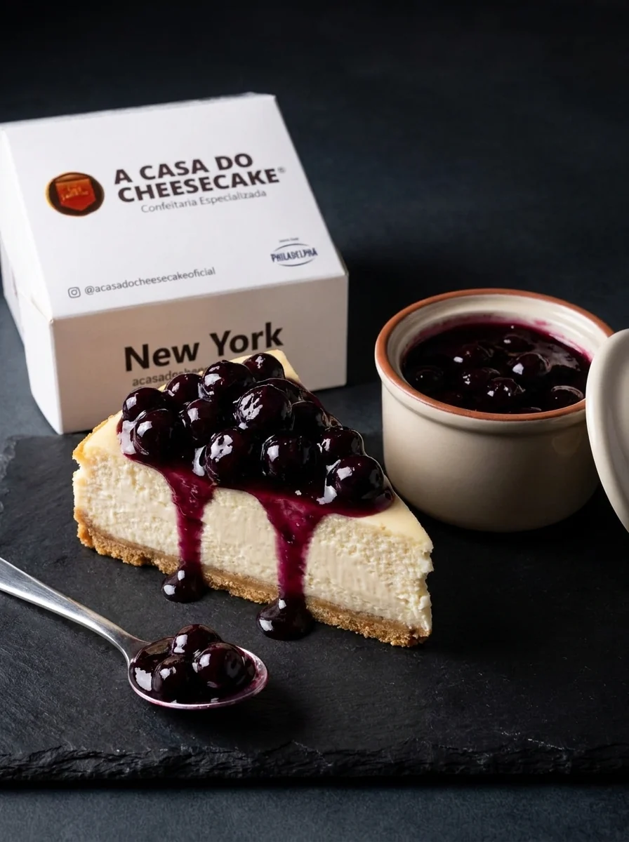 Fatia de cheesecake de blue berry