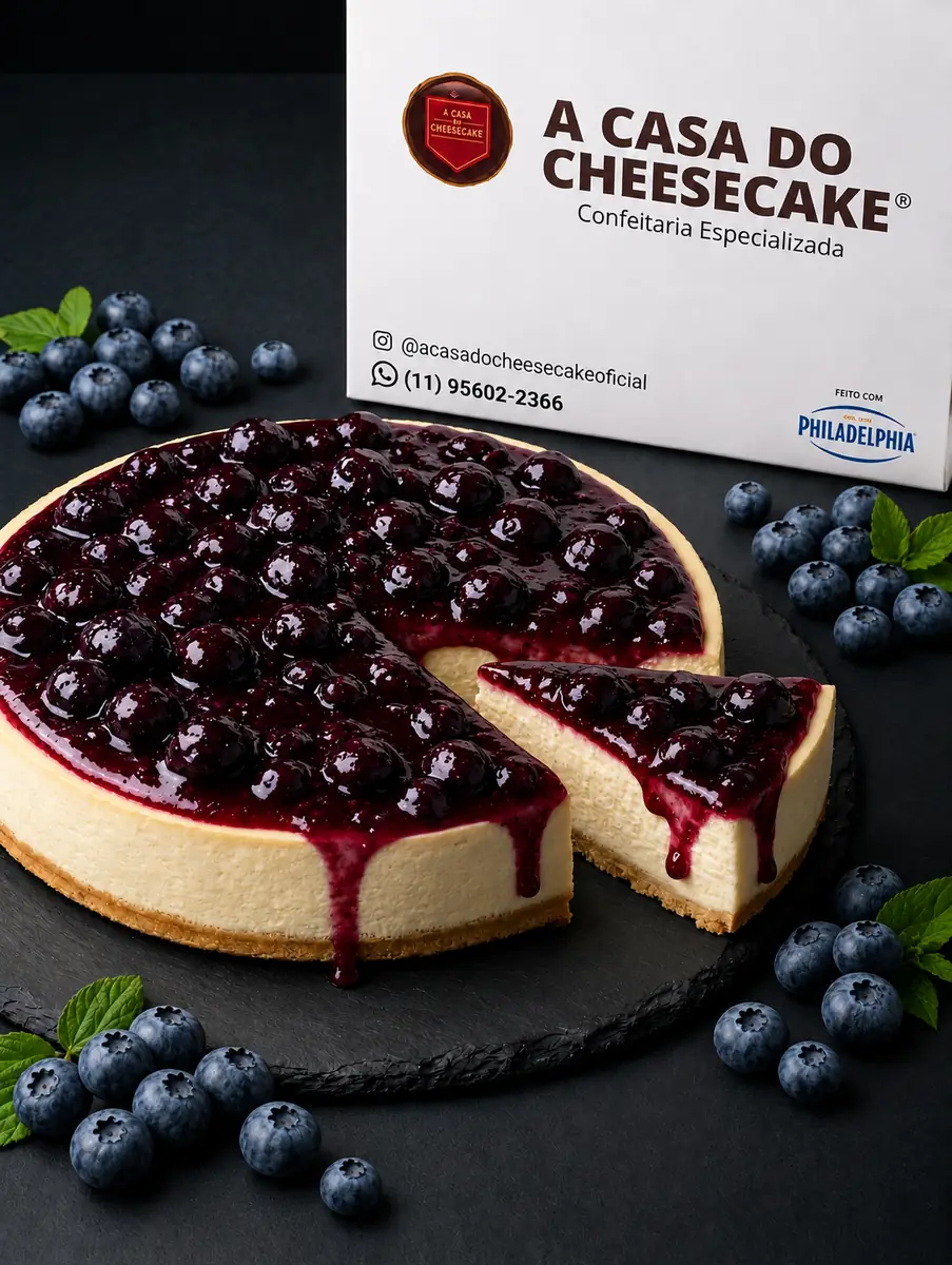 Cheesecake inteiro sabor Blue Berry