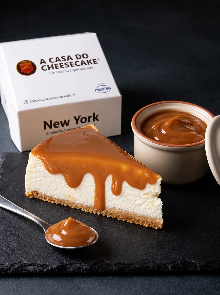 Fatia de cheesecake de doce de leite