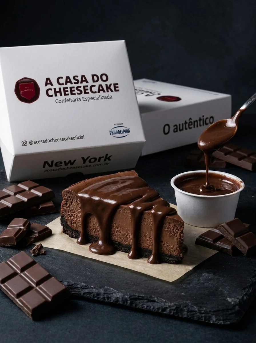 Fatia de cheesecake sabor Duplo Chocolate
