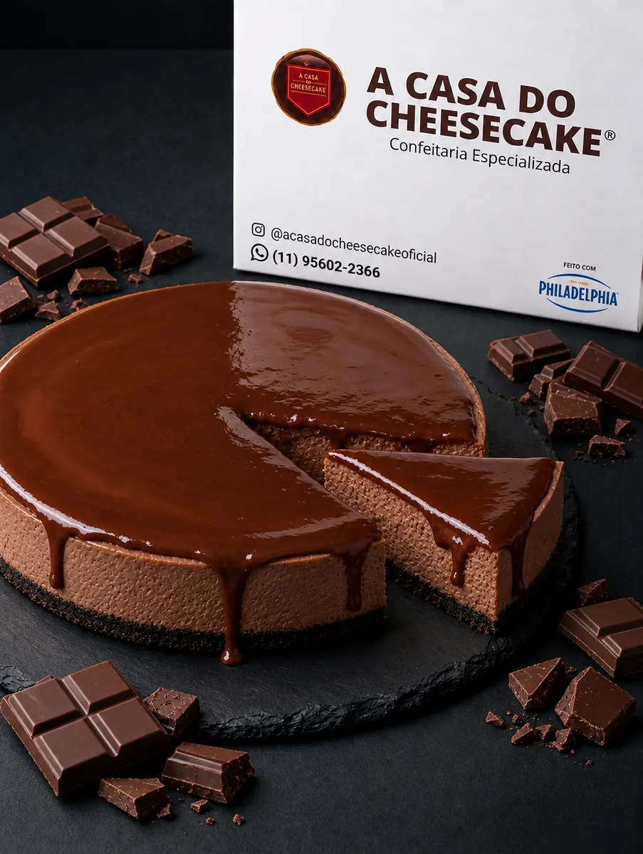 Cheesecake inteiro sabor Duplo Chocolate