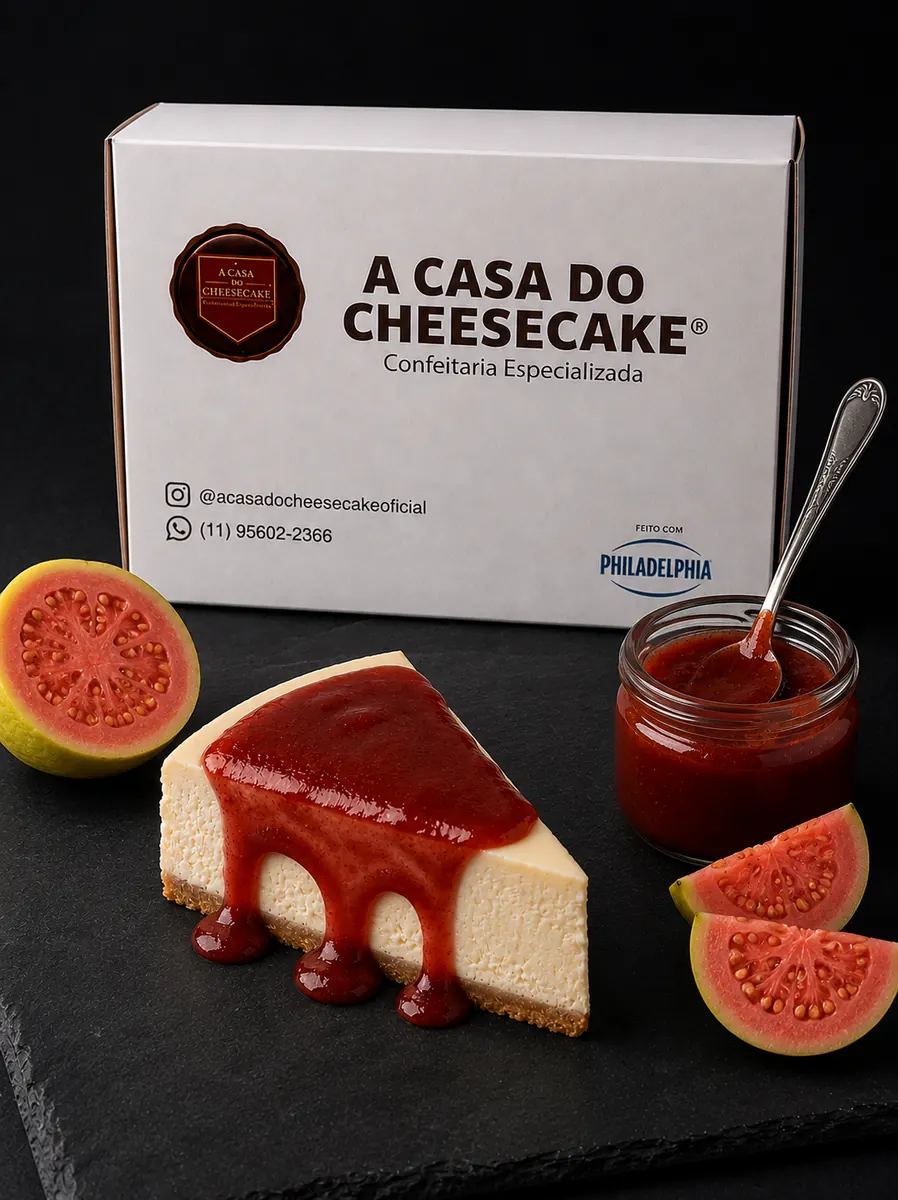Fatia de cheesecake sabor Goiaba