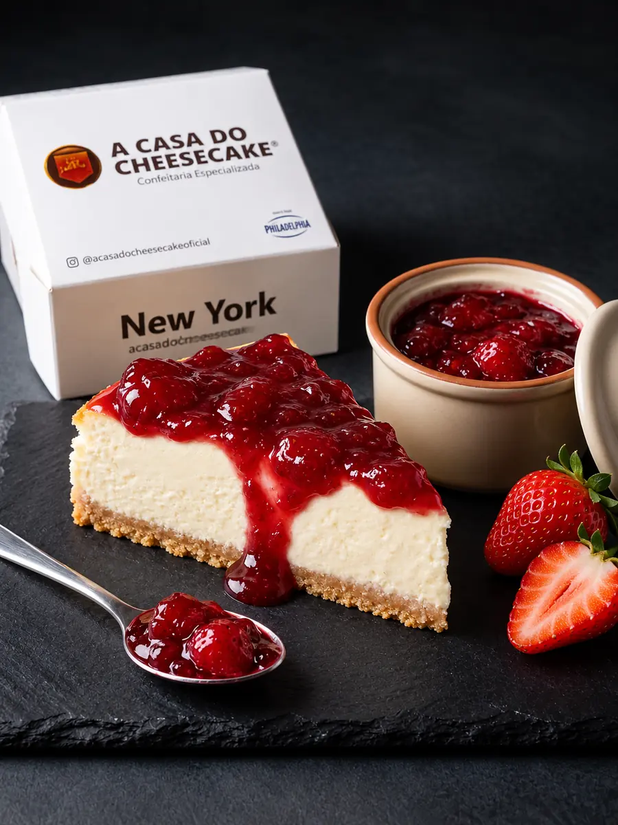 Fatia de cheesecake sabor Morangos ao Porto