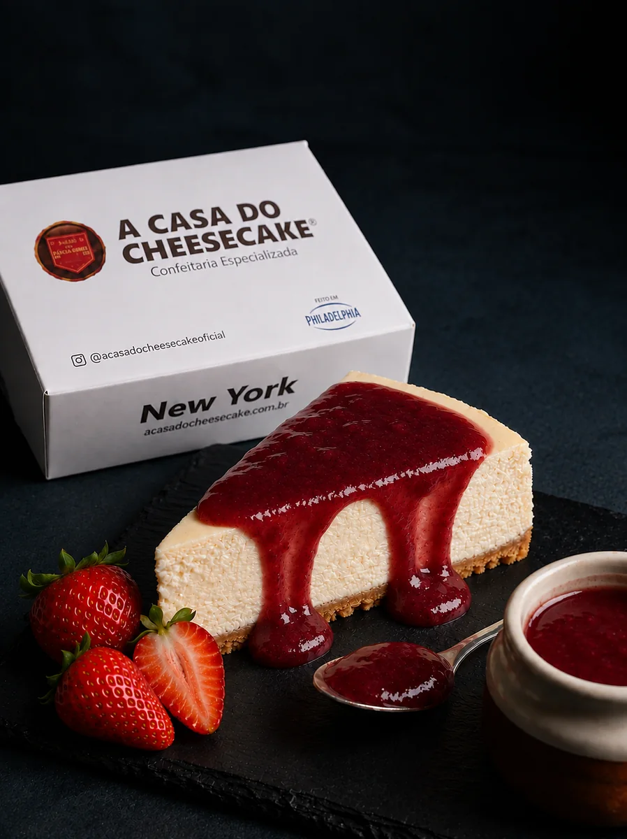 Fatia de cheesecake de morangos