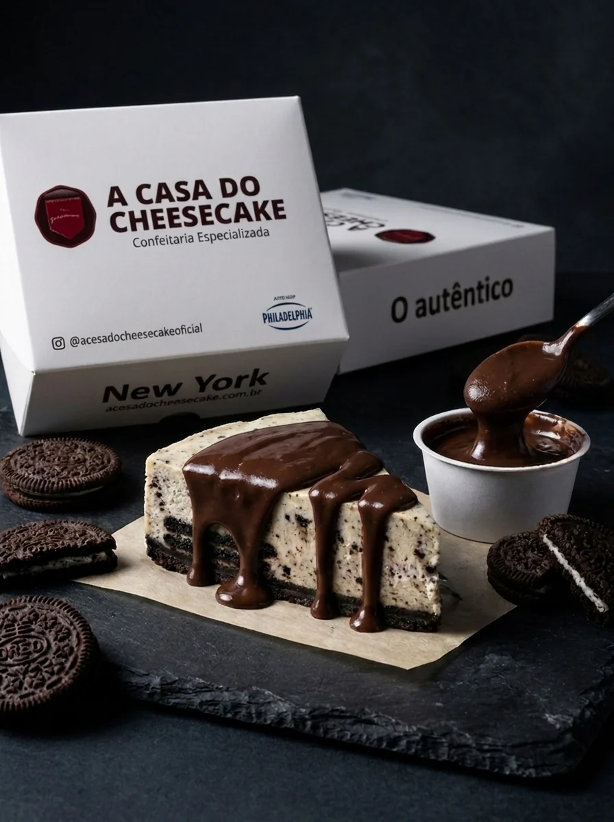 Fatia de cheesecake sabor Oreo